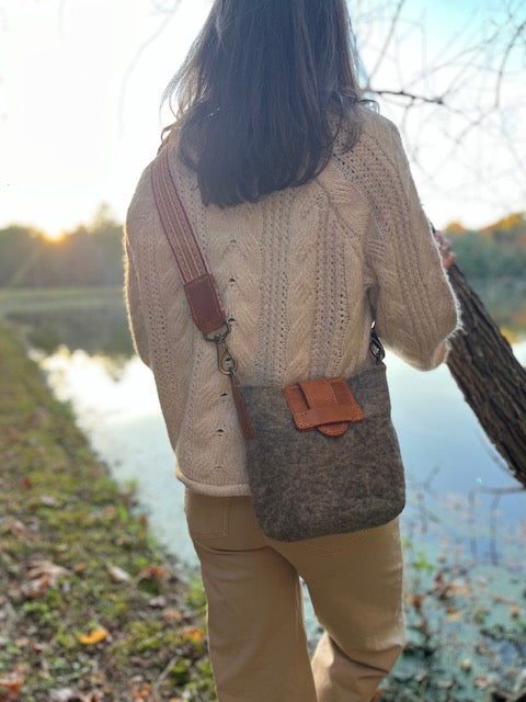 Custom Designed Wool and Leather Handbag