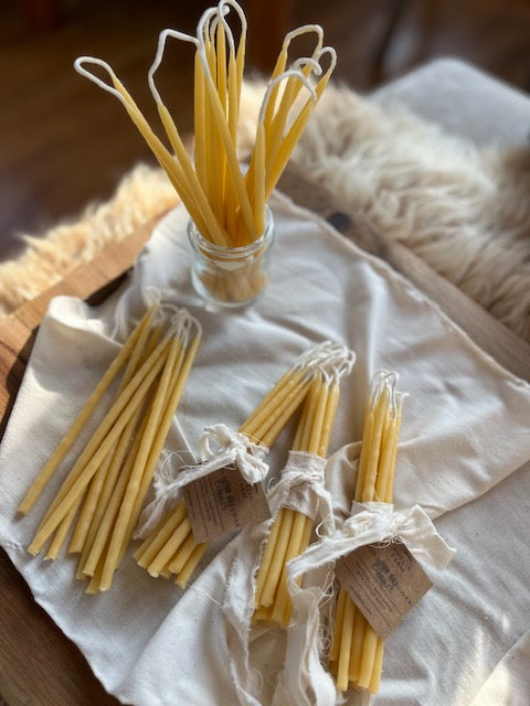 Tall Hand-Dipped Beeswax Birthday Candles (Set of 10)