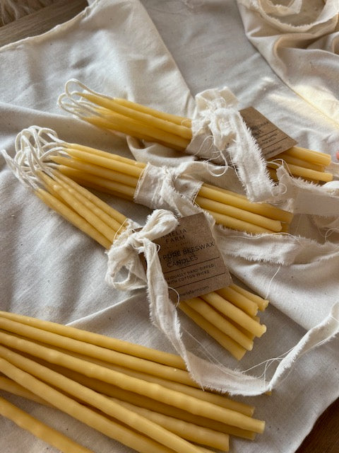 Tall Hand-Dipped Beeswax Birthday Candles (Set of 10)
