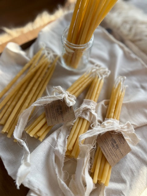 Tall Hand-Dipped Beeswax Birthday Candles (Set of 10)