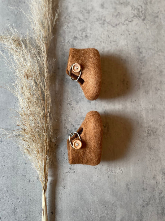 The Explorer: Handmade Felted Wool Baby Booties For Infants
