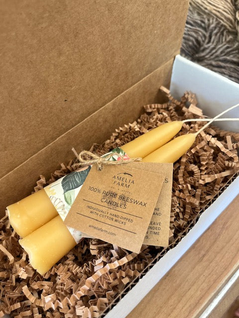 Hand-Dipped Natural Beeswax Taper Candles - Set of 2