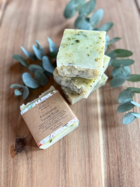 Natural Grass-Fed Tallow Soap- Eucalyptus