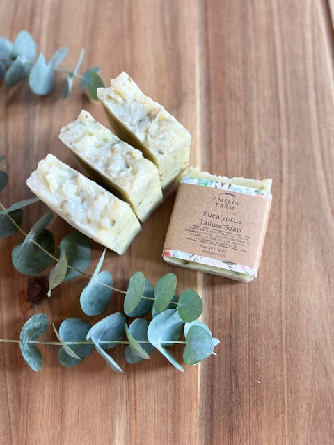 Natural Grass-Fed Tallow Soap- Eucalyptus