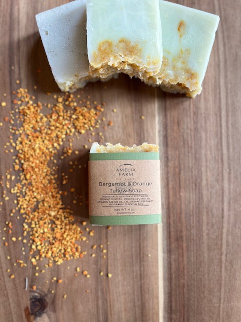 Natural Grass-Fed Tallow Soap- Bergamot & Orange