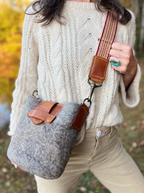 Custom Designed Wool and Leather Handbag