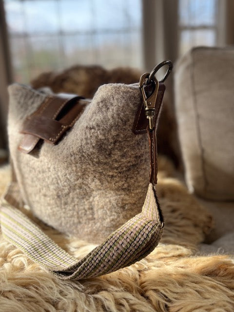 Custom Designed Wool and Leather Handbag