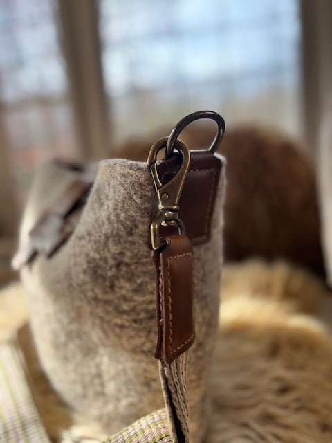 Custom Designed Wool and Leather Handbag