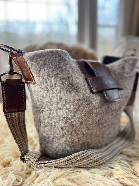 Custom Designed Wool and Leather Handbag