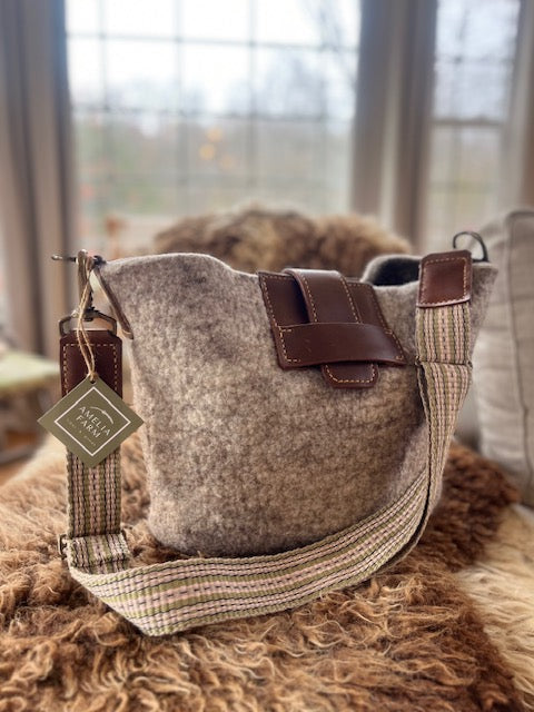 Custom Designed Wool and Leather Handbag