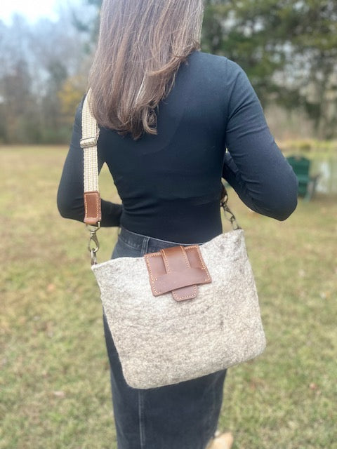 Custom Designed Wool and Leather Handbag