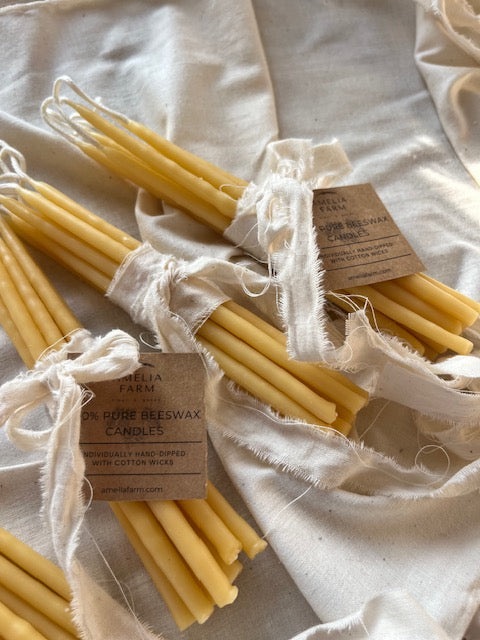 Tall Hand-Dipped Beeswax Birthday Candles (Set of 10)