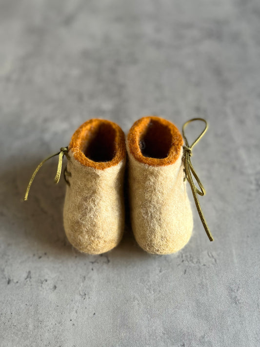 The Peidmont: Handmade Felted Wool Baby Booties For Infants