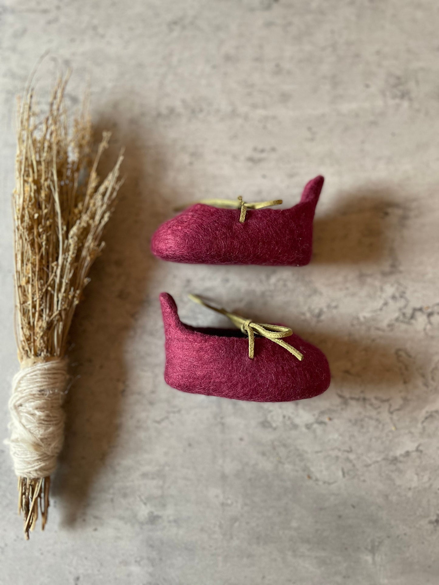 The Dahlia: Handmade Felted Wool Baby Booties For Infants