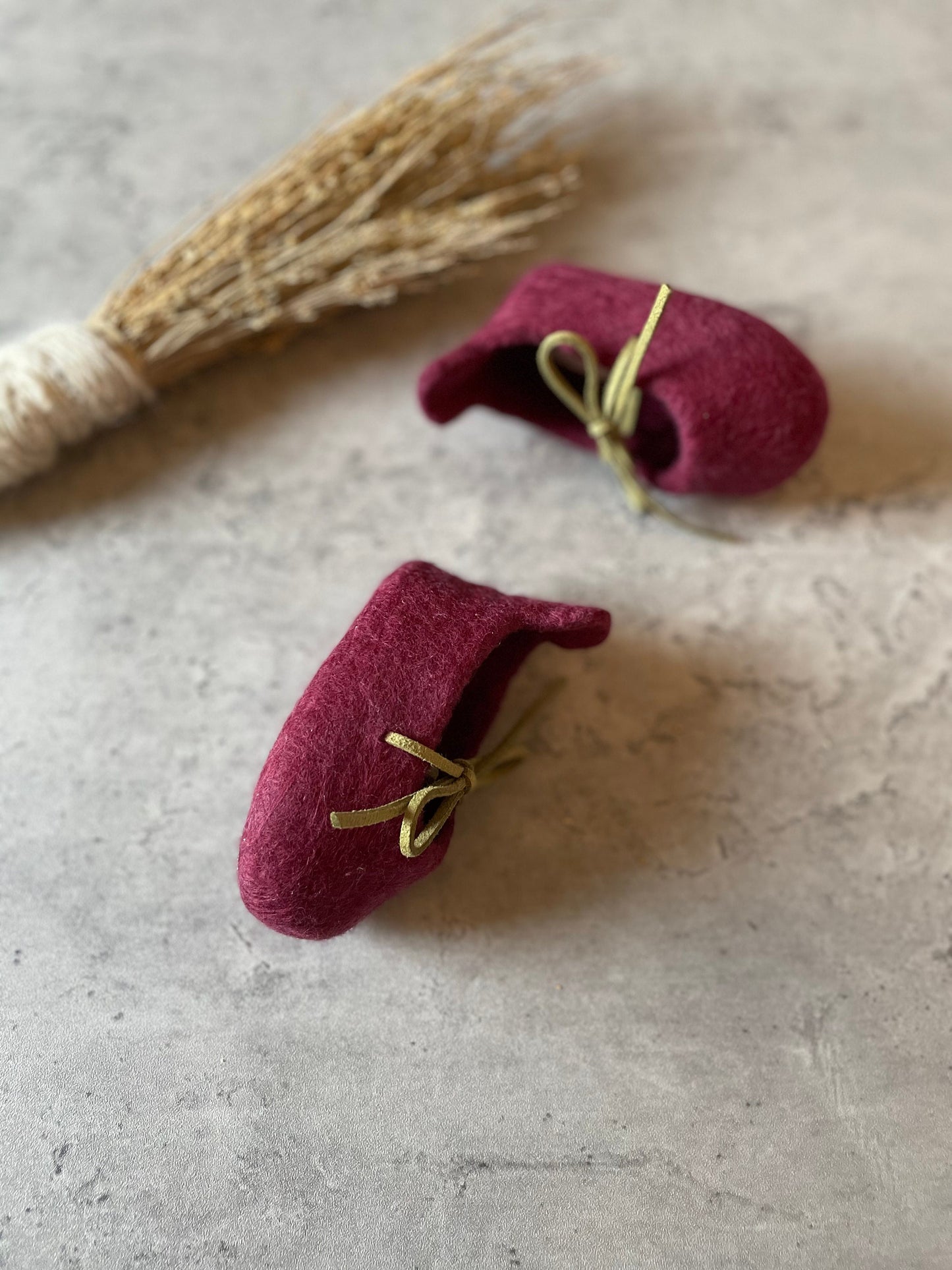 The Dahlia: Handmade Felted Wool Baby Booties For Infants