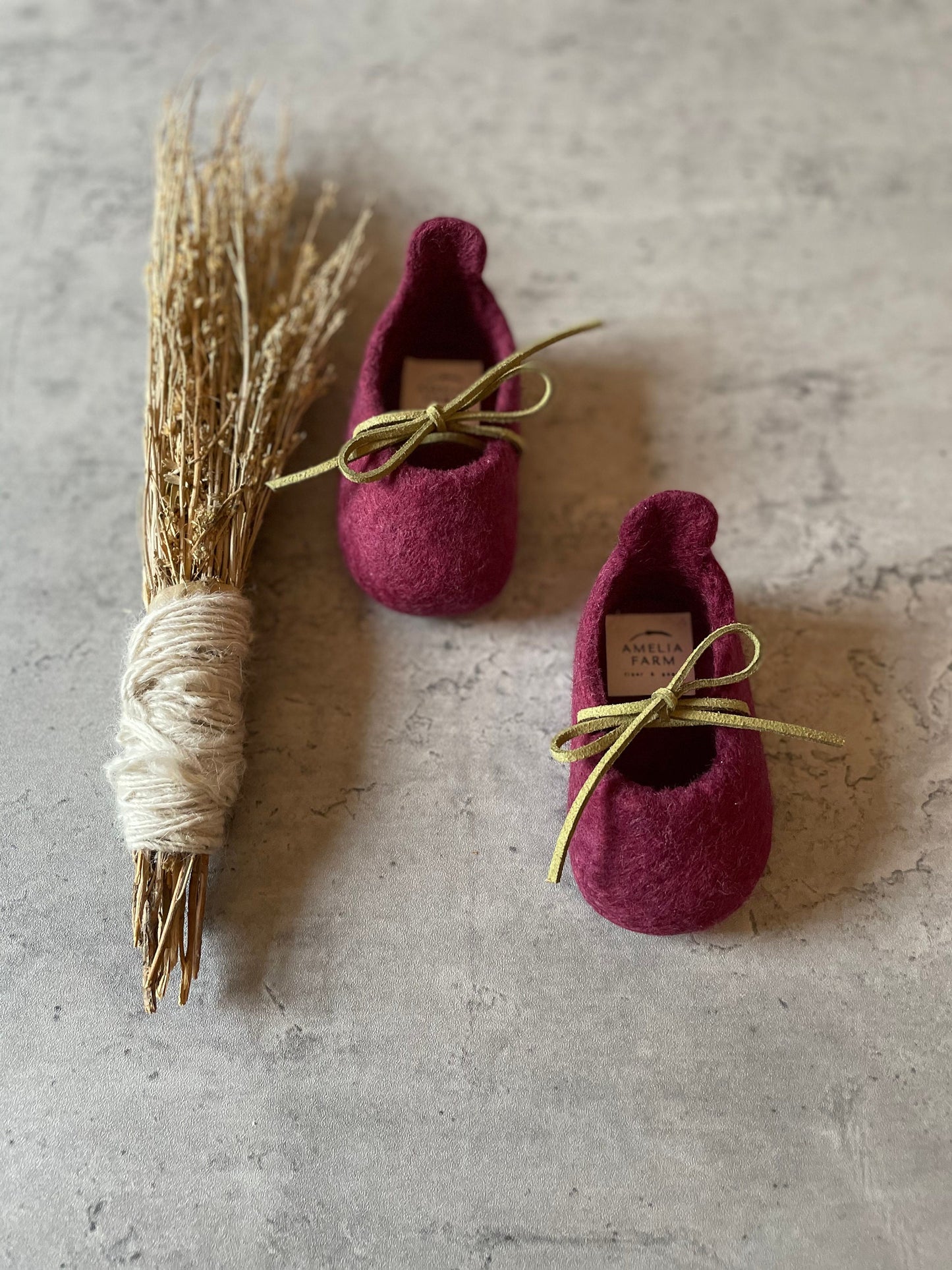 The Dahlia: Handmade Felted Wool Baby Booties For Infants