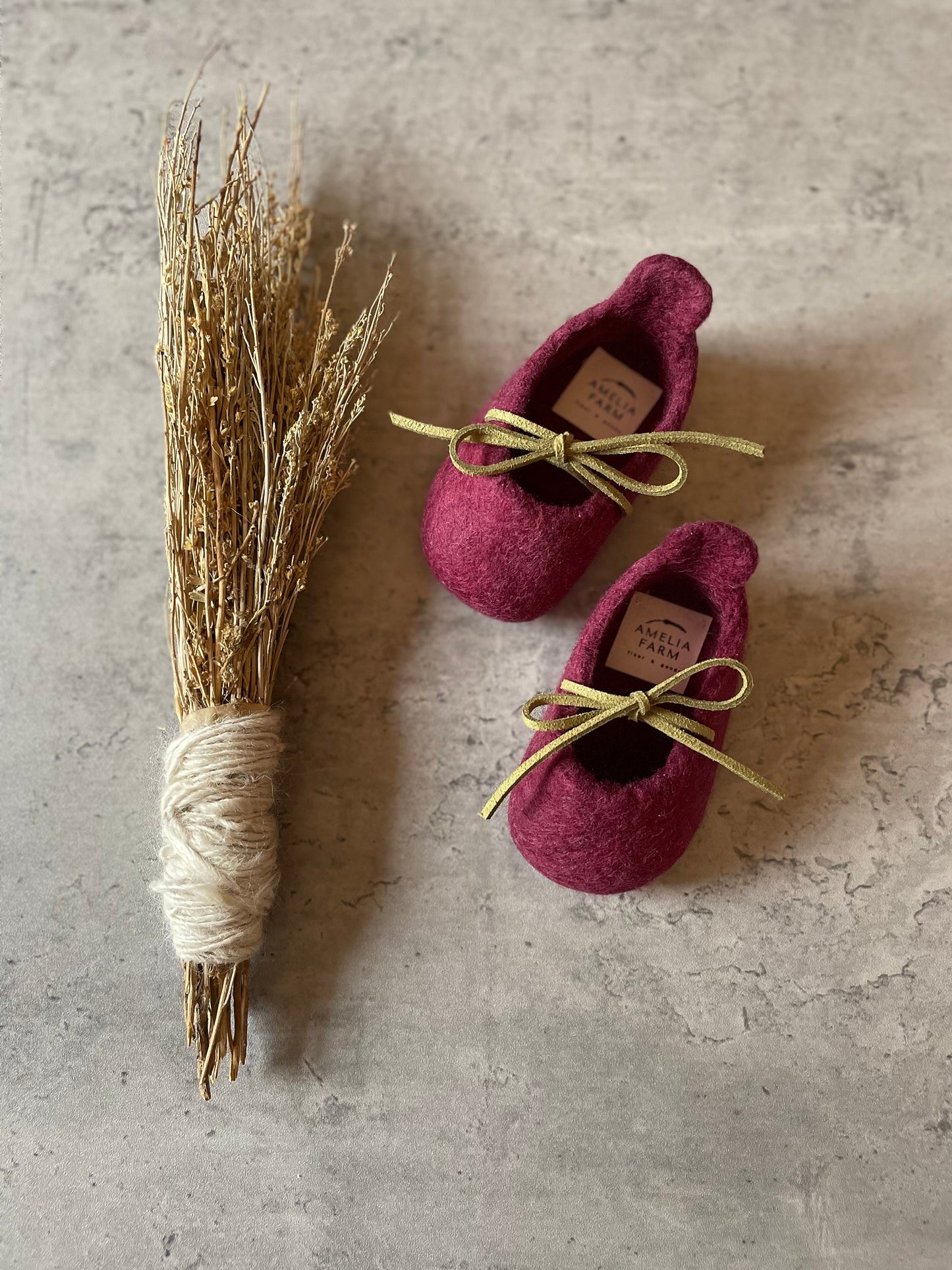 The Dahlia: Handmade Felted Wool Baby Booties For Infants