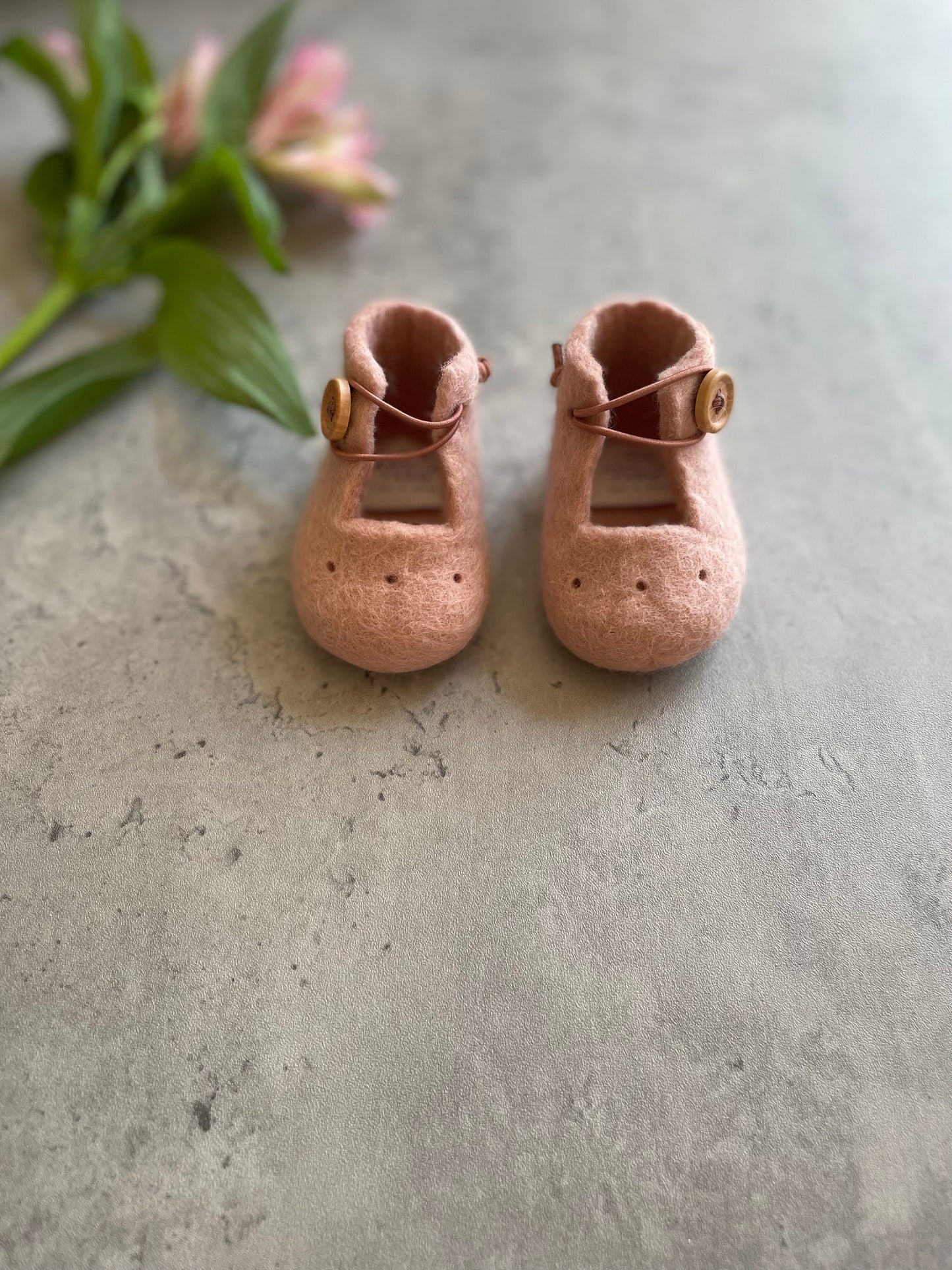 The Nancy: Handmade Felted Wool Baby Booties For Infants