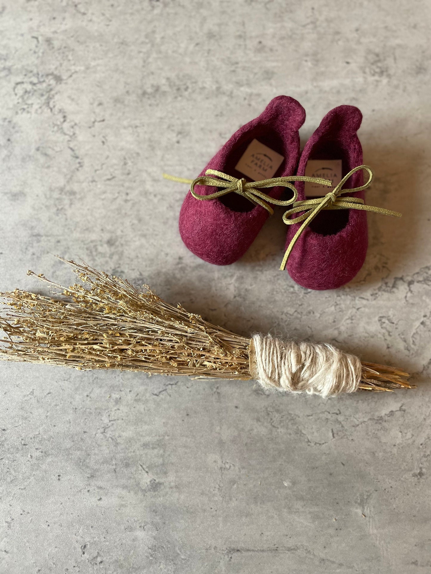 The Dahlia: Handmade Felted Wool Baby Booties For Infants