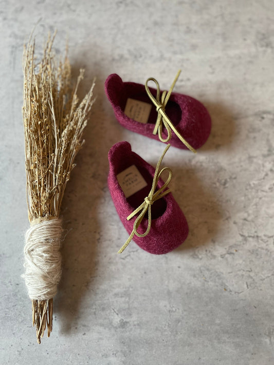 The Dahlia: Handmade Felted Wool Baby Booties For Infants
